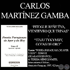 PITOGUE REEẼVA y ITAJU TYKYMBY - Poesas en guaran de CARLOS MARTNEZ GAMBA