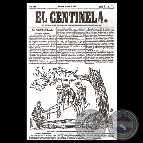 EL CENTINELA, PORTADA DEL 6 DE JUNIO DE 1867 - UNA MIRADA A LOS PERIDICOS POPULARES DE LA GUERRA DEL 70
