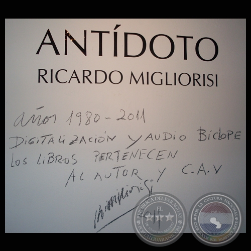 ANTDOTO DIGITALIZACIN Y AUDIO BICLOPE DE OBRAS DE RICARDO MIGLIORISI, 2011