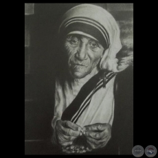 MADRE TERESA DE CALCUTA, 2012 - Retrato a lápiz de MILCIADES LARROZA