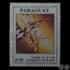 COMPS DE LA VIDA - Pintura de ALFREDO MORAES - SELLO POSTAL PARAGUAYO AO 1991