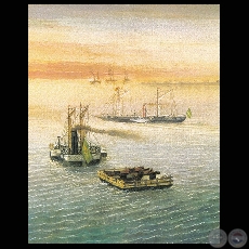 LA ESCUADRA EN PASO DE PATRIA, 1866 (leo de CNDIDO LPEZ)