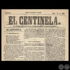 EL CENTINELA Nº 29 PERIÓDICO SERIO..JOCOSO, ASUNCIÓN, NOVIEMBRE 7 de 1867