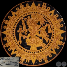 MOTIVO AZTECA, 1930 - Plato de cerámica de JULIÁN DE LA HERRERÍA