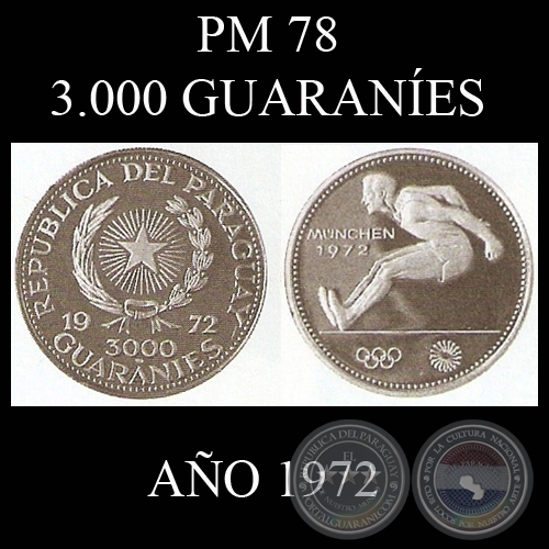 PM 78  3.000 GUARANES  AO 1972