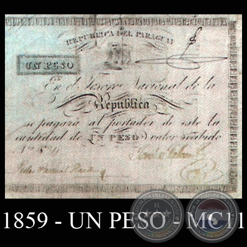 1859 - UN PESO - MC011 - FIRMAS: PEDRO PASCUAL HAEDO  JOS FALCN