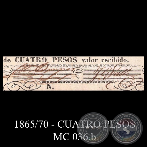 CUATRO PESOS - MC 036.b - FIRMAS : MIGUEL BERGES y JUAN G. VALLE