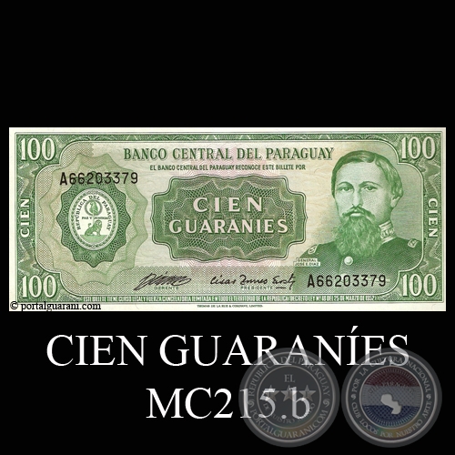 CIEN GUARANES - MC215.b - FIRMA: ALBERTO CCERES FERREIRA - CSAR ROMEO ACOSTA