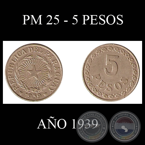 PM 25 - 5 PESOS - AO 1939