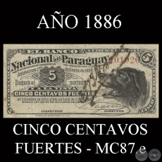CINCO CENTAVOS FUERTES - MC87.e - FIRMAS: J.B. GAONA - J.E. SAGUIER