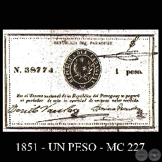 1851 - UN PESO - MC227 - FIRMAS: BENITO VARELA  MARIANO GONZLEZ