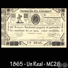 1865 - UN REAL - FIRMA: FLORENCIO ALFARO