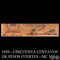 50 CENTAVOS DE PESOS FUERTES - MC114.a - FIRMA: JOS URDAPILLETA  ANTONIO PLATE
