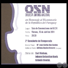2 CONCIERTO DE TEMPORADA - OSN  ORQUESTA SINFNICA NACIONAL - VIERNES; 15 DE ABRIL DE 2011