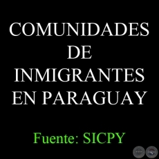COMUNIDADES DE INMIGRANTES EN PARAGUAY - Listado SICPY, 2012