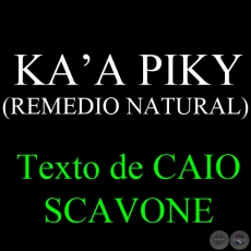KA’A PIKY ( REMEDIO NATURAL) - Texto de CAIO SCAVONE