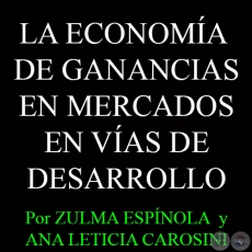 LA ECONOMÍA  DE GANANCIAS EN MERCADOS  EN VÍAS DE DESARROLLO: EL CASO PARAGUAYO - Por ZULMA ESPÍNOLA GONZÁLEZ y ANA LETICIA CAROSINI RUÍZ DÍAZ 